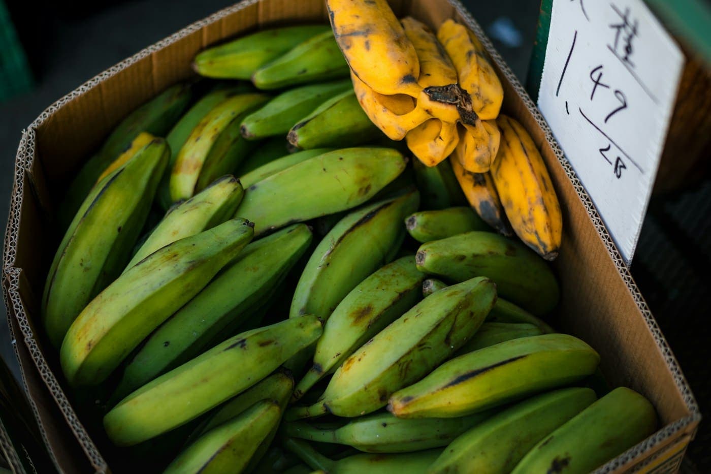 Box of green plantains